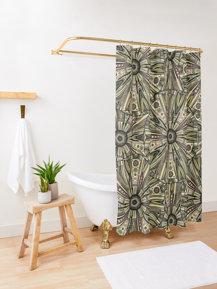 Alternate view of Seaside Urchin Mandala Shower Curtain