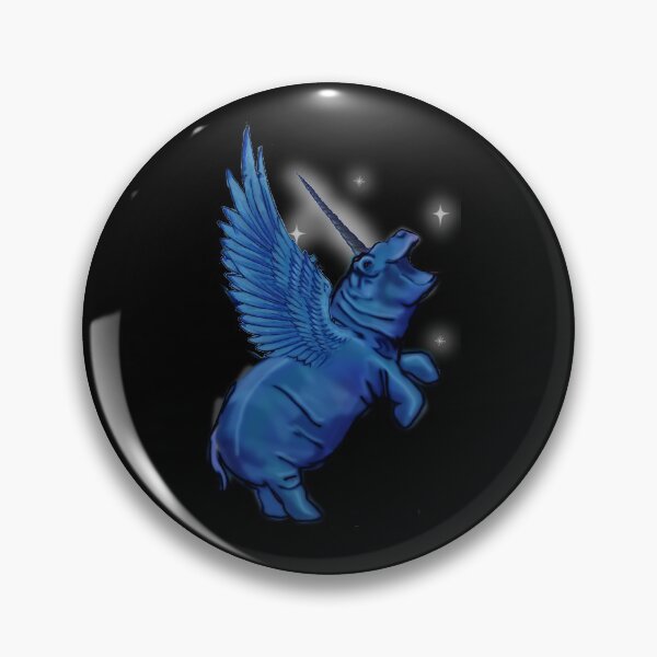 Item preview, Blue Indigo Sky Rainbow Sparkle Hippo Hippopotamus Unicorn horn wings winged  Fantasy Magic Pegacorn designed and sold by Stephanie Small.
