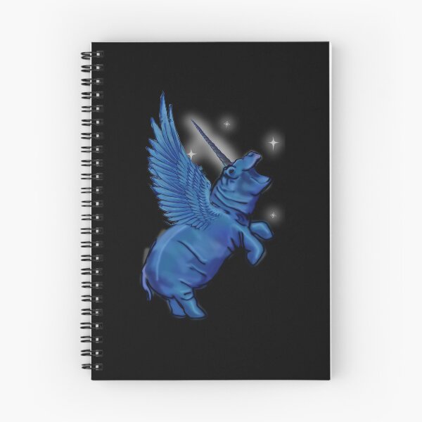 Item preview, Blue Indigo Sky Rainbow Sparkle Hippo Hippopotamus Unicorn horn wings winged  Fantasy Magic Pegacorn designed and sold by Stephanie Small.