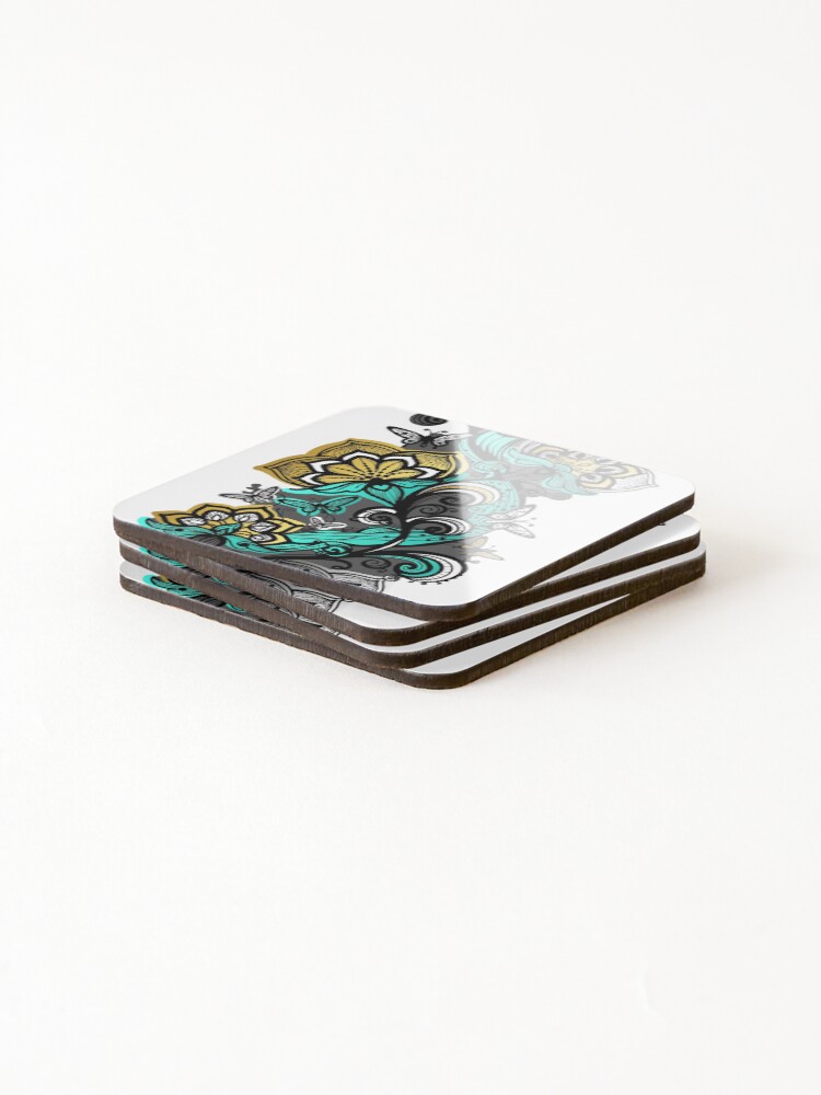 Thumbnail 4 of 5, Coasters (Set of 4), Abstract Butterfly Pattern designed and sold by inquestyle.