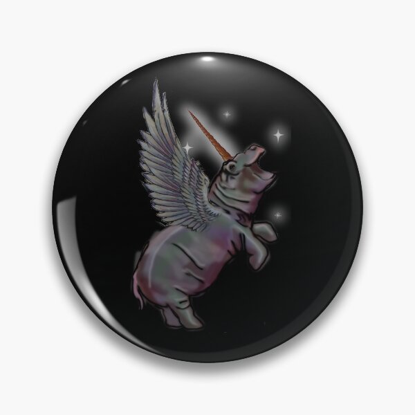 Item preview, Silver Grey White Black Rainbow Sparkle Hippo Hippopotamus Unicorn horn wings winged  Fantasy Magic Pegacorn designed and sold by Stephanie Small.