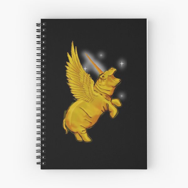 Item preview, Royal Gold Golden Rainbow Sparkle Hippo Hippopotamus Unicorn horn wings winged  Fantasy Magic Pegacorn designed and sold by Stephanie Small.