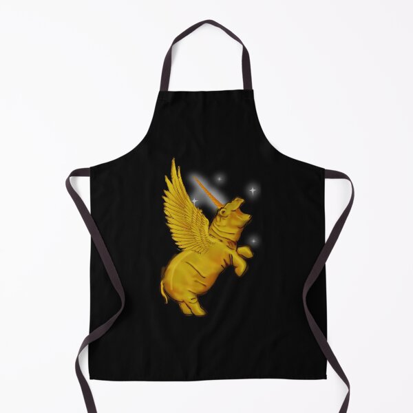 Item preview, Royal Gold Golden Rainbow Sparkle Hippo Hippopotamus Unicorn horn wings winged  Fantasy Magic Pegacorn designed and sold by Stephanie Small.