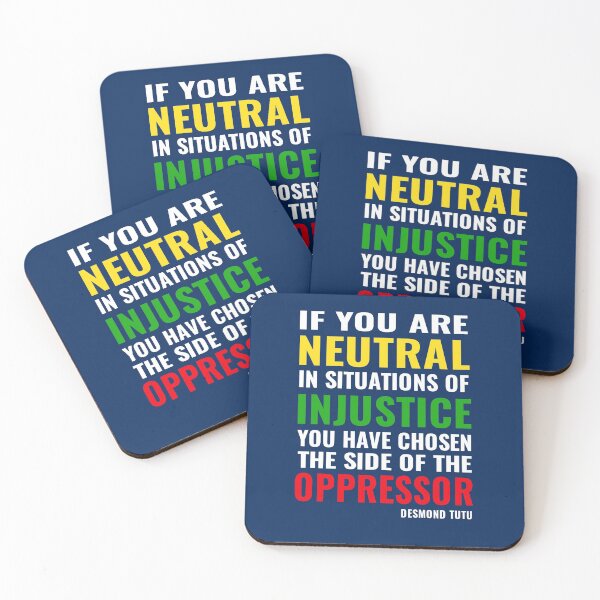 Item preview, If You are neutral in situations of injustice shirt, you have chosen the side of the oppressor, Injustice Desmond Tutu Saying facemask, Black Lives Matters Shirt and Face Mask designed and sold by Fatimah Saeed.