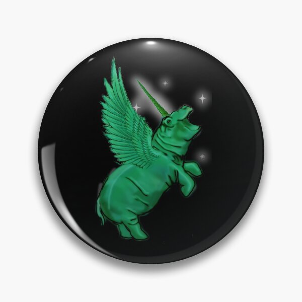 Item preview, Emerald Green Rainbow Sparkle Hippo Hippopotamus Unicorn horn wings winged  Fantasy Magic Pegacorn designed and sold by Stephanie Small.