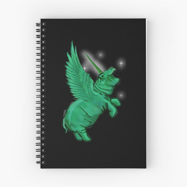 Item preview, Emerald Green Rainbow Sparkle Hippo Hippopotamus Unicorn horn wings winged  Fantasy Magic Pegacorn designed and sold by Stephanie Small.