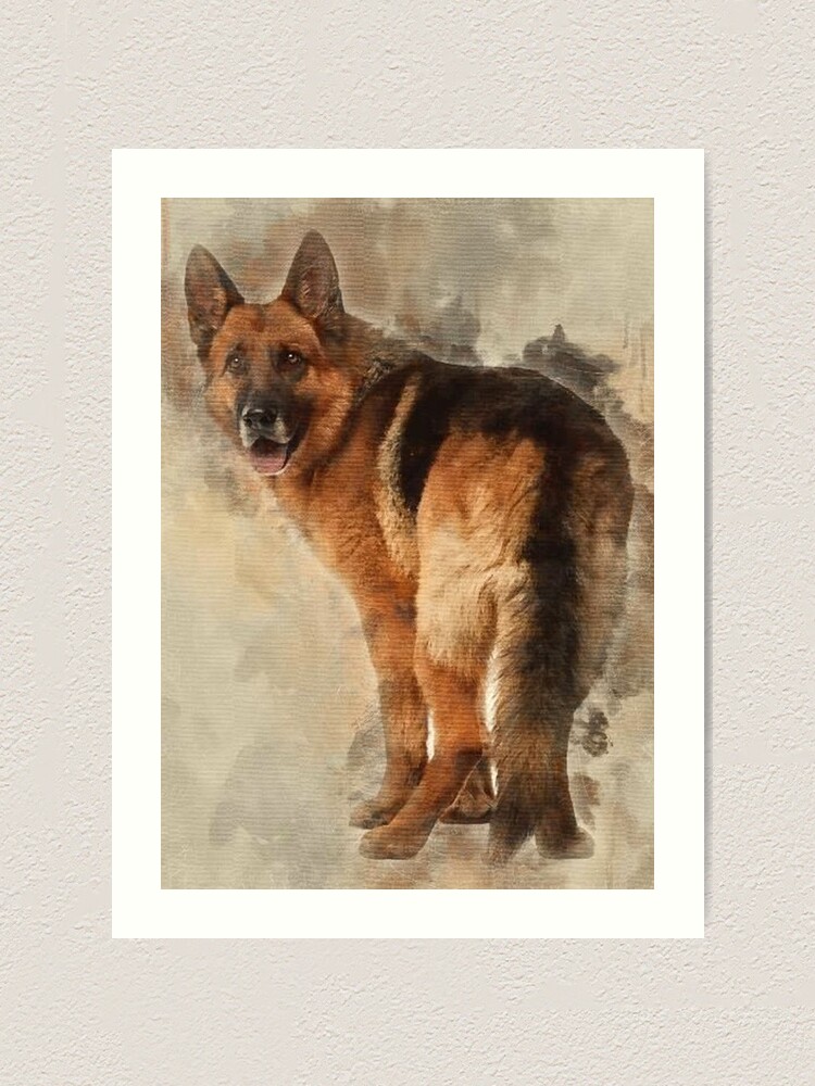 German Shepherd Dog Art looking back Art Print