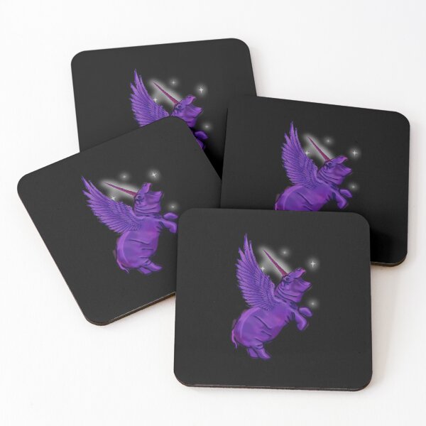 Item preview, Purple Violet Rainbow Sparkle Hippo Hippopotamus Unicorn horn wings winged  Fantasy Magic Pegacorn designed and sold by Stephanie Small.