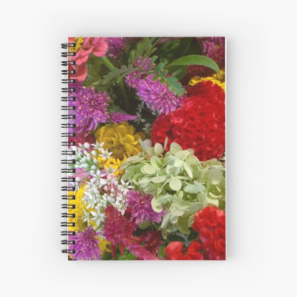 Floral Bouquet-Aster-Cock's Comb-Zinnia Spiral Notebook