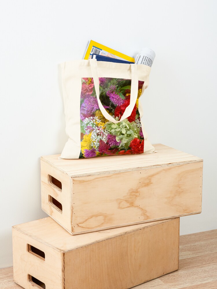 Alternate view of Floral Bouquet-Aster-Cock's Comb-Zinnia Tote Bag