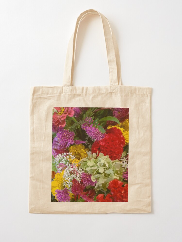 Alternate view of Floral Bouquet-Aster-Cock's Comb-Zinnia Tote Bag