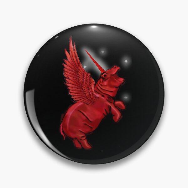 Item preview, Red Crimson Ruby Rainbow Sparkle Hippo Hippopotamus Unicorn horn wings winged  Fantasy Magic Pegacorn designed and sold by Stephanie Small.