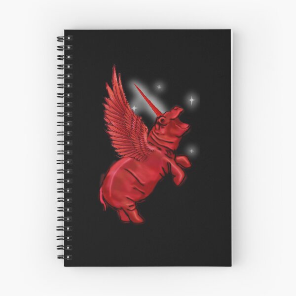 Item preview, Red Crimson Ruby Rainbow Sparkle Hippo Hippopotamus Unicorn horn wings winged  Fantasy Magic Pegacorn designed and sold by Stephanie Small.