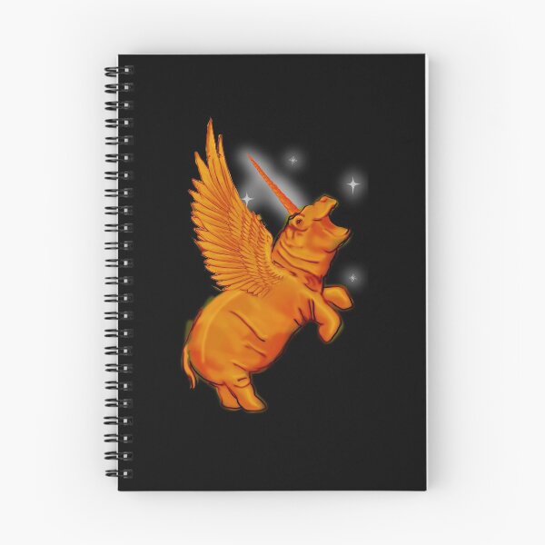 Item preview, Orange Gold Rainbow Sparkle Hippo Hippopotamus Unicorn horn wings winged  Fantasy Magic Pegacorn designed and sold by Stephanie Small.