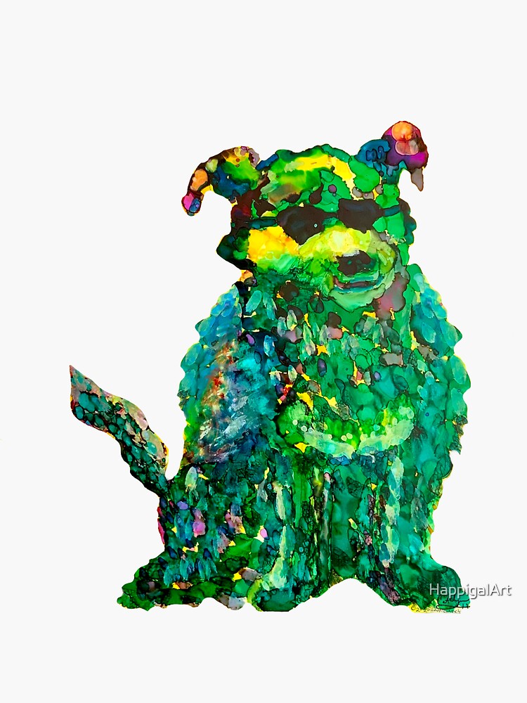 Cool Dog Abstract Original by HappigalArt