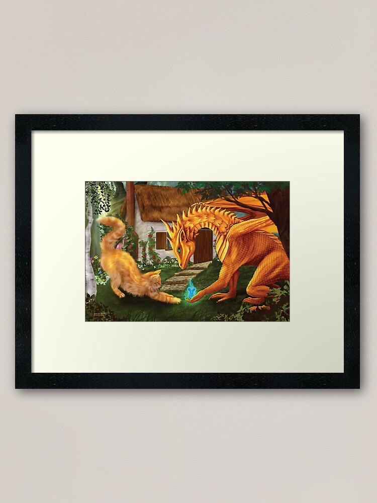 Alternate view of Cat and Dragon Framed Art Print
