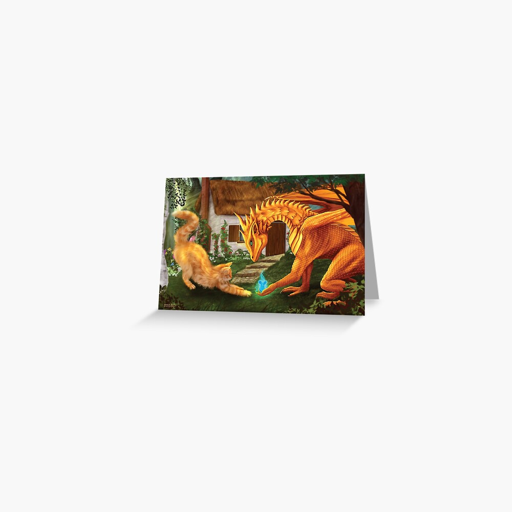 Cat and Dragon Greeting Card