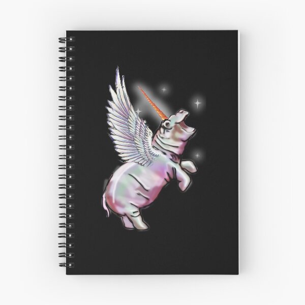 Item preview, White Rainbow Sparkle Hippo Hippopotamus Unicorn horn wings winged  Fantasy Magic Pegacorn designed and sold by Stephanie Small.