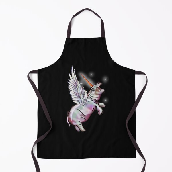 Item preview, White Rainbow Sparkle Hippo Hippopotamus Unicorn horn wings winged  Fantasy Magic Pegacorn designed and sold by Stephanie Small.
