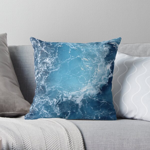 Deep Blue Ocean Sea Waves Throw Pillow
