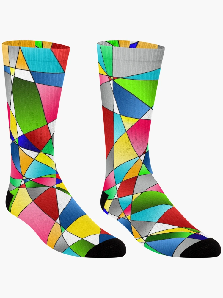 Aperçu 3 sur 5. Chaussettes avec l'œuvre patchwork créée et vendue par ARTmanhART.