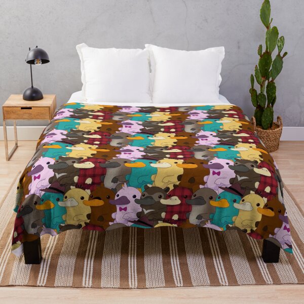 Chubby Platypi in Media Throw Blanket