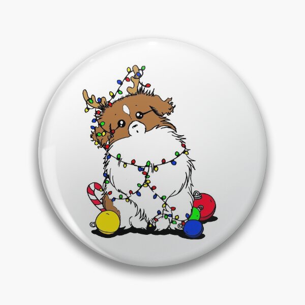 Item preview, Cute Beautiful and Funny Brown and White Parti Tibetan Spaniel Christmas Lights Design designed and sold by Monica C. Webster.