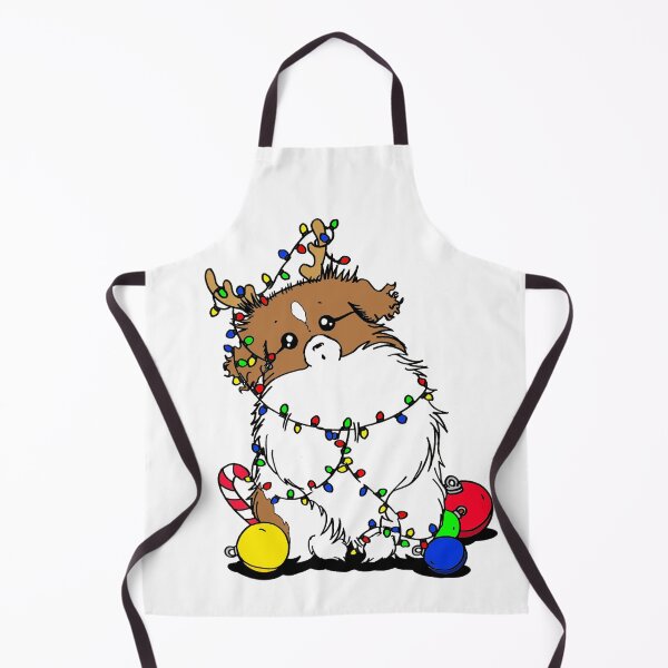 Item preview, Cute Beautiful and Funny Brown and White Parti Tibetan Spaniel Christmas Lights Design designed and sold by Monica C. Webster.