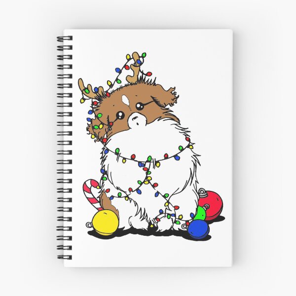 Item preview, Cute Beautiful and Funny Brown and White Parti Tibetan Spaniel Christmas Lights Design designed and sold by Monica C. Webster.