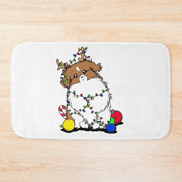 Item preview, Cute Beautiful and Funny Brown and White Parti Tibetan Spaniel Christmas Lights Design designed and sold by Monica C. Webster.