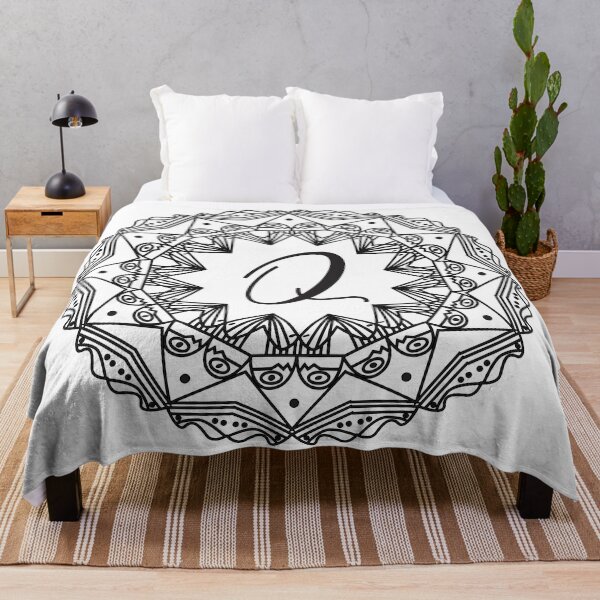 Item preview, Letter Q Black Mandala Monogram designed and sold by ABulgov.