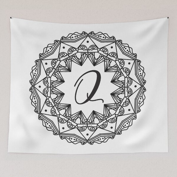 Item preview, Letter Q Black Mandala Monogram designed and sold by ABulgov.