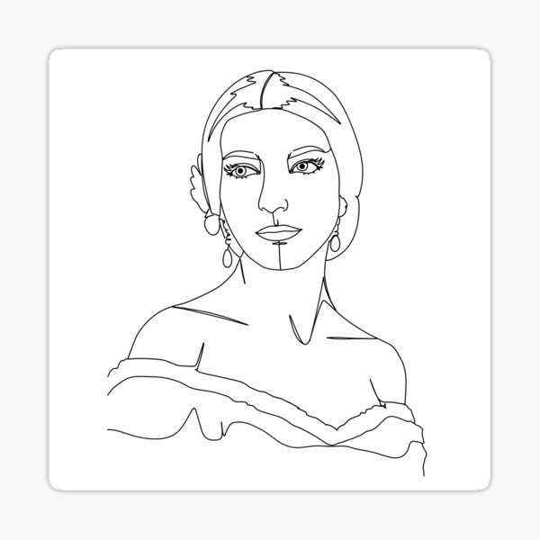 Maria Callas minimalist line art portrait Sticker