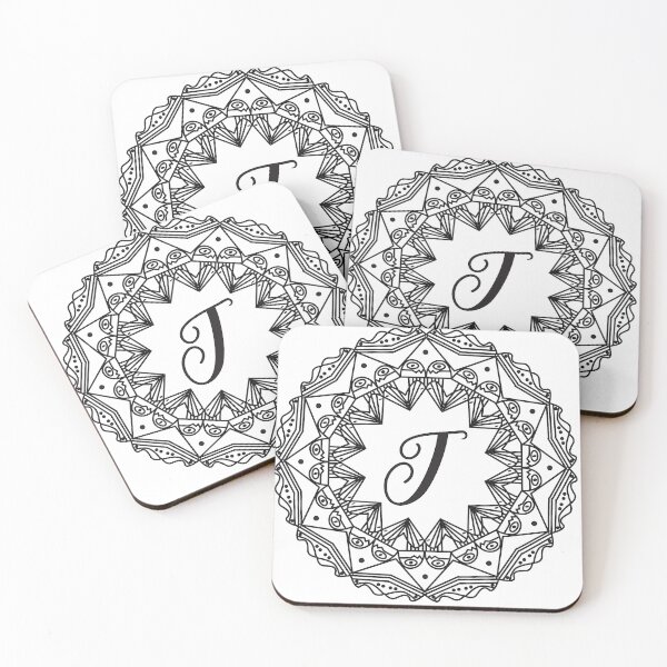 Item preview, Letter T Black Mandala Monogram designed and sold by ABulgov.