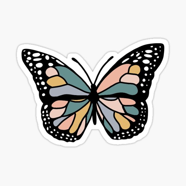 Mini Light Black and White Monarch Butterfly Boho Sticker 12 Pack Sticker  for Sale by GlowinUp Shop