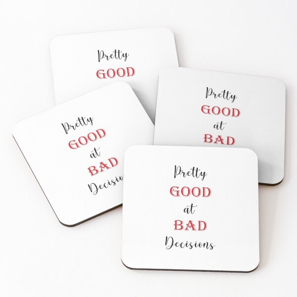 Item preview, Pretty good at bad decisions  Black and red text sticker pack  designed and sold by aloresarts.