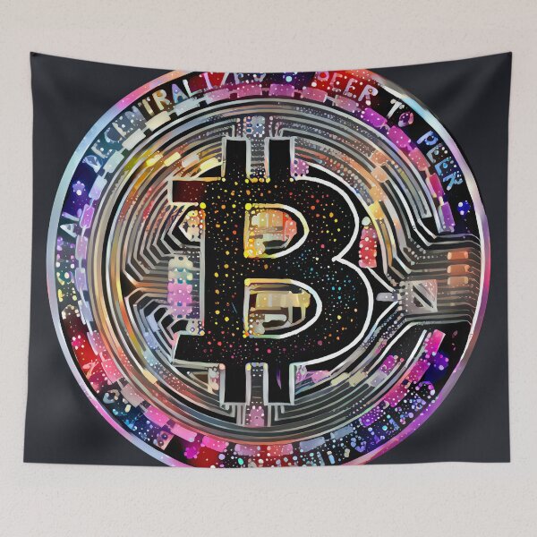 Item preview, Bitcoin BTC coin in 80s poster colors.  designed and sold by PrintPit.