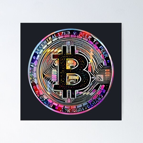Item preview, Bitcoin BTC coin in 80s poster colors.  designed and sold by PrintPit.