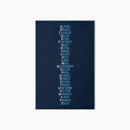 Phonetic Alphabet Navy Blue Art Board Print