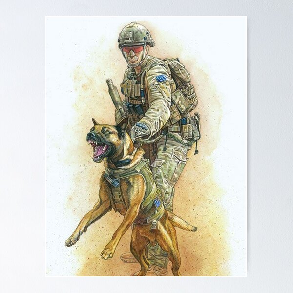 Artikel-Vorschau von Deutscher Schäferhund Kunst Gefahr Hunde Soldat, designt und verkauft von Coolstuff4you71.