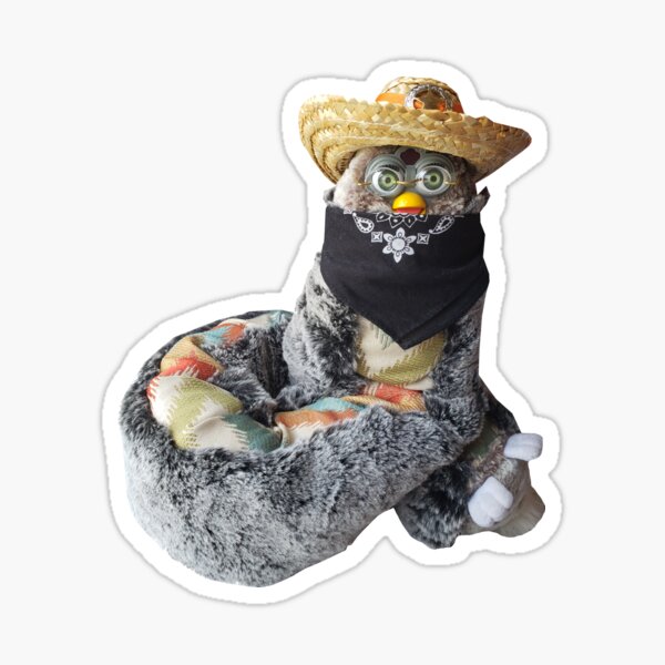 Holographic Furby Hotdog Cowboy Sticker 