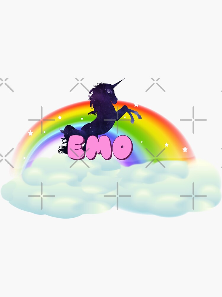 "EMO UNICORN RAINBOW" Sticker by sherwinc Redbubble