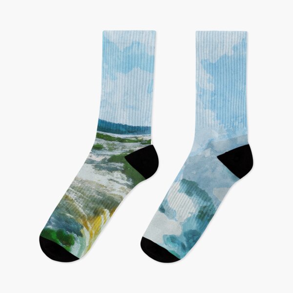 Item preview, Large Waterfall Surrounded by Forest - Watercolor designed and sold by d1mology.