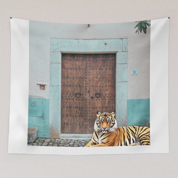 Item preview, Entrance wooden door with tiger on guard designed and sold by Prevlin.