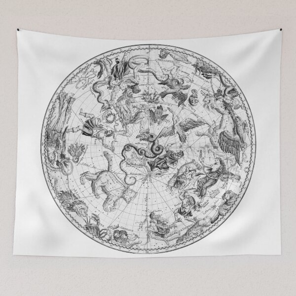 Item preview, Astrological Wheel - Zodiac Celestial Bodies Sky Chart in Black and White designed and sold by sweetpea88.