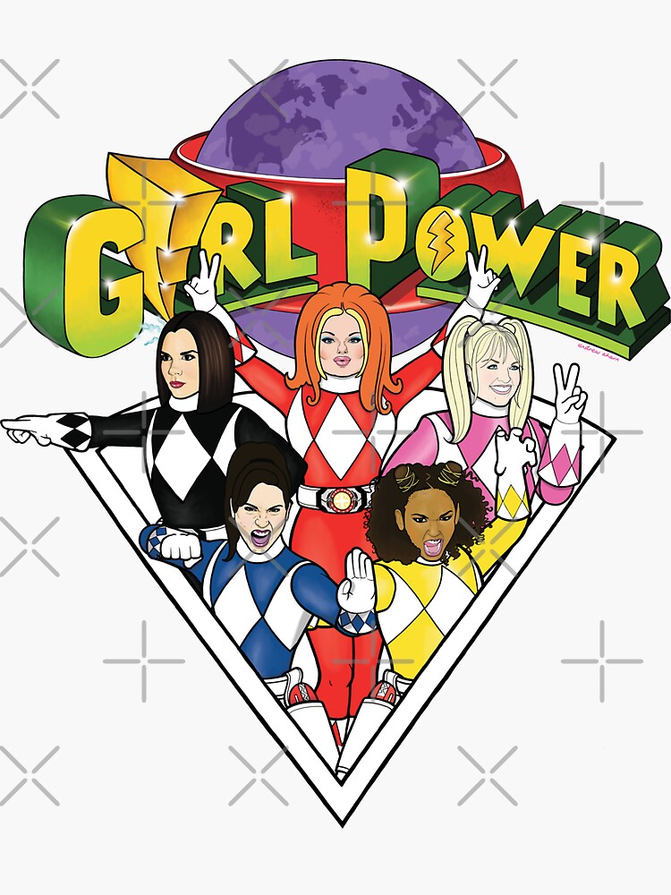 Thumbnail 3 of 3, Sticker, GIRL RANGERS TRIANGLE designed and sold by AndrewAhernArt.