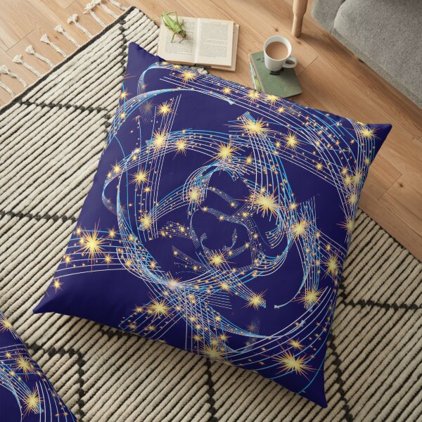 Wavy Lines With Stars Floor Pillow