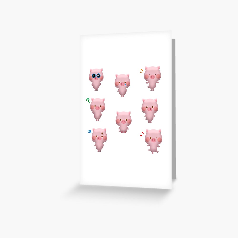 cute kawaii pigs pack / cartoon / farm animals / kids Greeting Card for  Sale by portrait4you