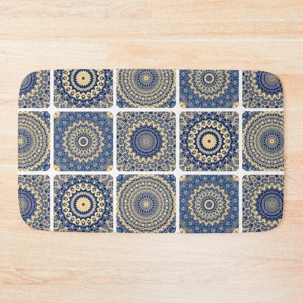 Item preview, Blue and Gold Mandala Granny Square Pattern designed and sold by Julie Erin Designs.