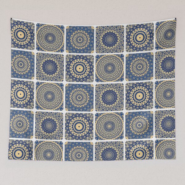 Item preview, Blue and Gold Mandala Granny Square Pattern designed and sold by Julie Erin Designs.